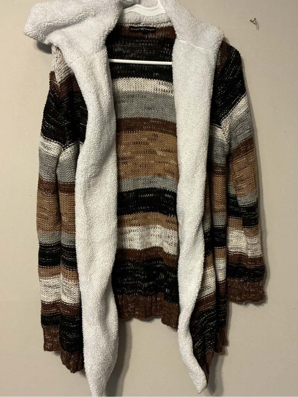 Almost Famous Striped Hooded Open-Front Cardigan